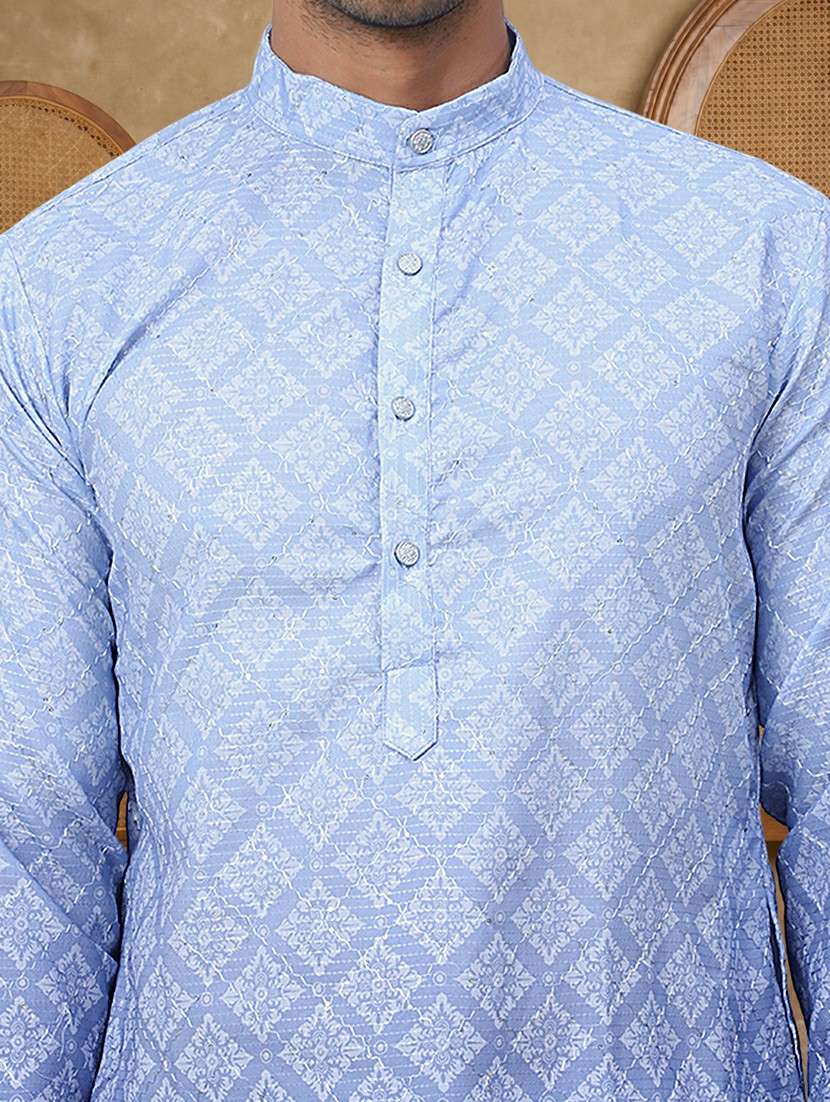 Men Ombre Mandarin Neck Kurta Pyjama Set - 22486269 -  Standard Image - 4