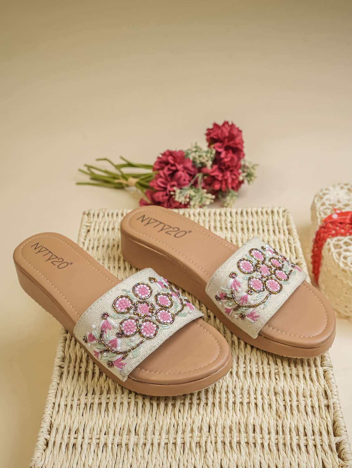 women embroidered slip on wedge - 22486312 -  Standard Image - 1