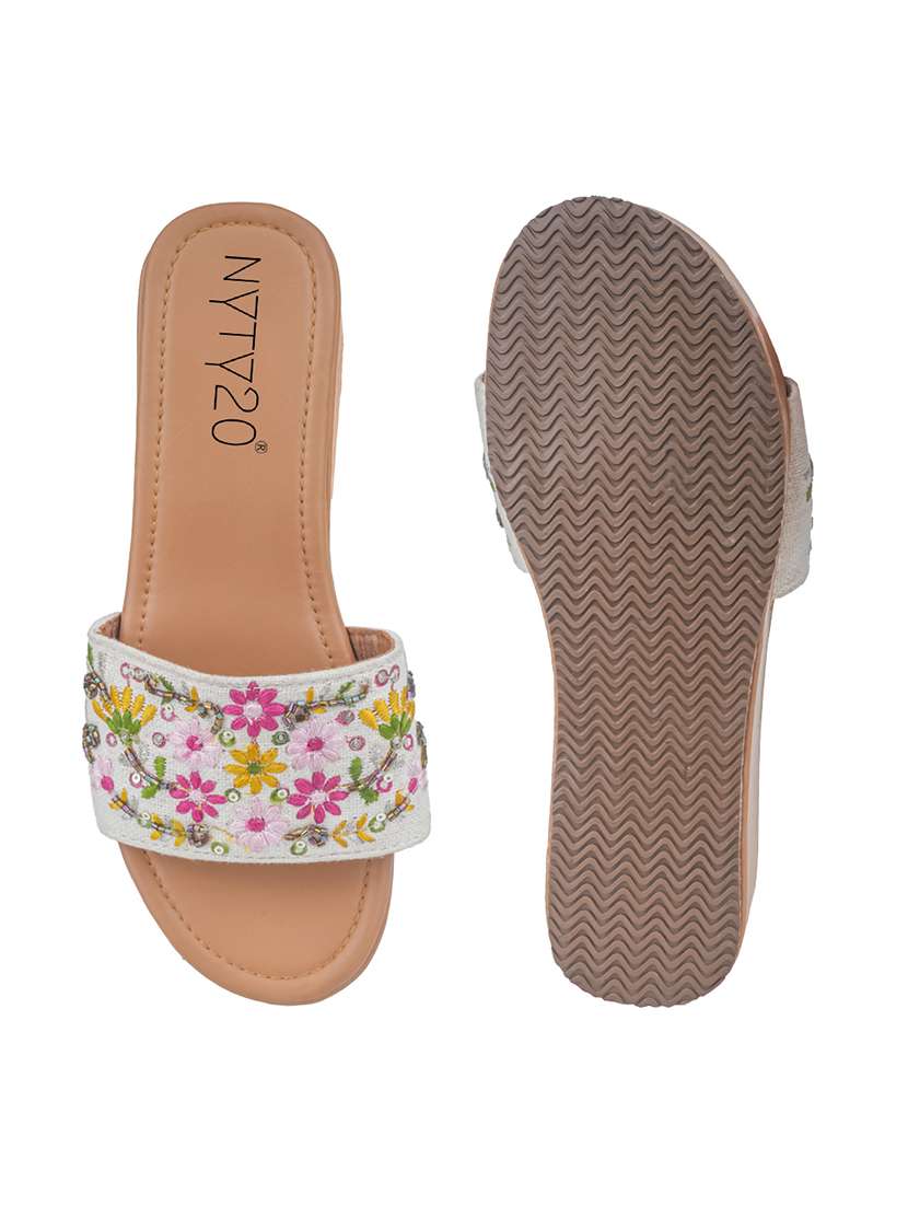 women embroidered slip on wedge - 22486313 -  Standard Image - 4