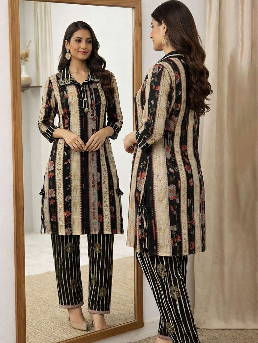 women printed three quarter sleeve kurta salwar set - 22486382 -  Standard Image - 1
