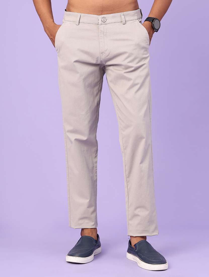 men solid mid rise chinos casual trouser