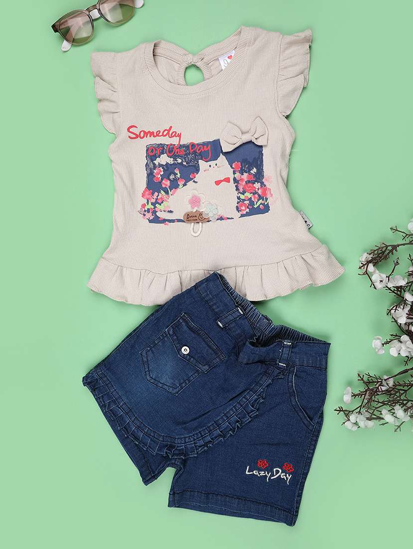 girls printed short sleeves top and shorts set - 22486483 -  Standard Image - 1
