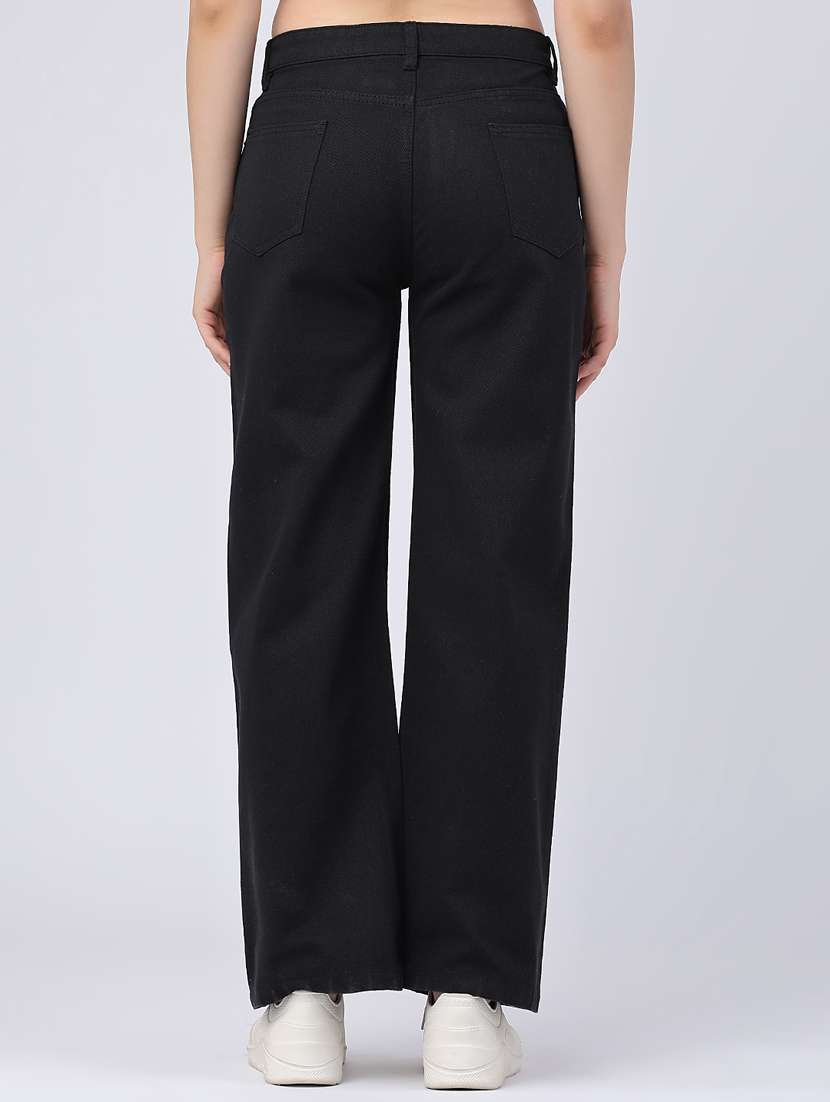 women solid high rise wide leg jeans - 22486543 -  Standard Image - 4