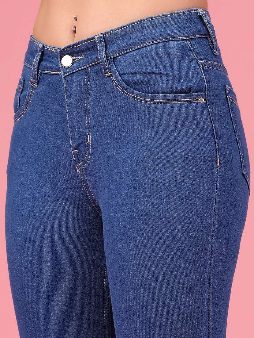 women solid mid rise bootcut jeans - 22486544 -  Standard Image - 1