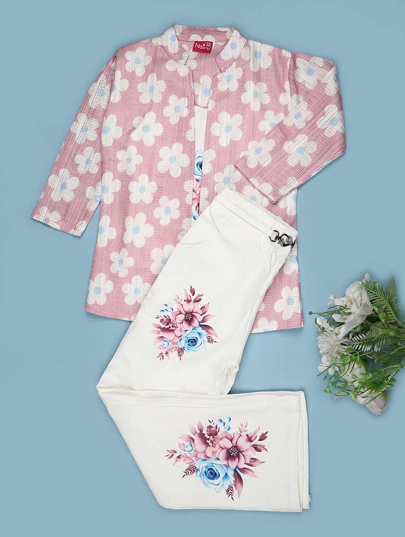girls floral printed long sleeves top and trouser set - 22486572 -  Standard Image - 1
