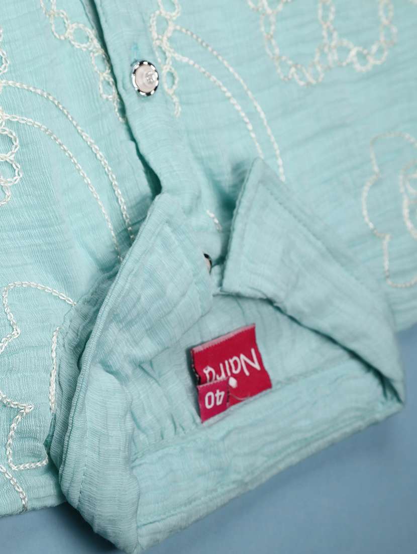 Girls Embroidered Three Quarter Sleeves Shirt And Trouser Co-ord Set - 22486574 -  Standard Image - 4