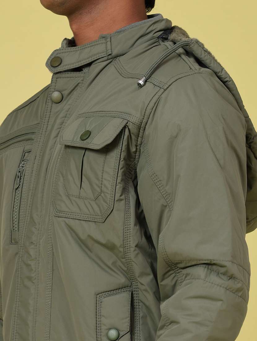 Men Solid Long Sleeve Insulator Bomber Jacket - 22486636 -  Standard Image - 1