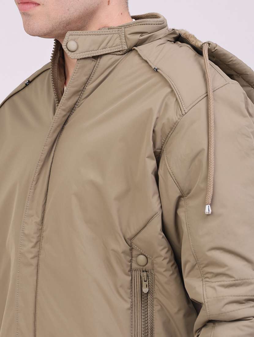 Men Solid Long Sleeve Insulator Bomber Jacket - 22486640 -  Standard Image - 1