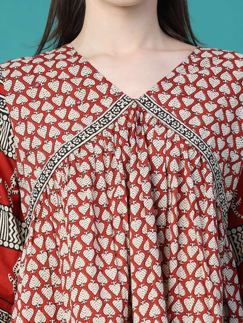 Women Printed Long Sleeves A-line Top - 22486659 -  Standard Image - 4