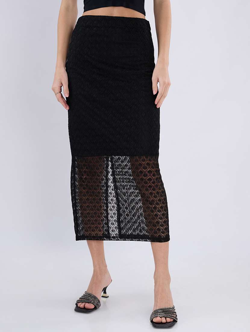 girls crochet chevron pencil midi skirt