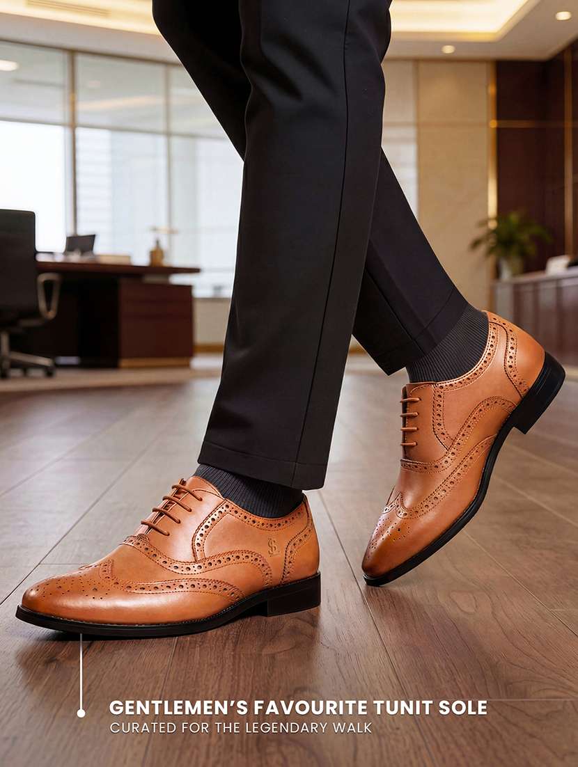 men orange lace-up brouge - 22486857 -  Standard Image - 1
