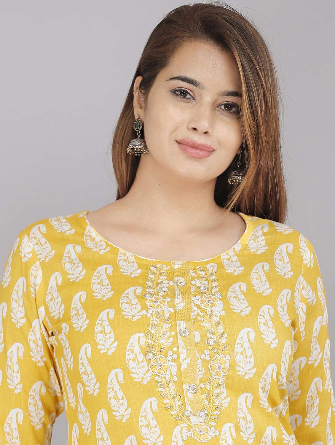 women printed three quarter sleeve straight kurta - 22486892 -  Standard Image - 1