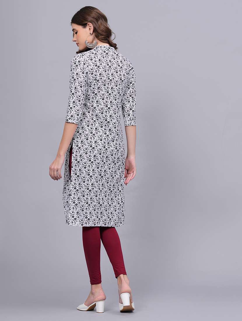 women printed three quarter sleeve straight kurta - 22486895 -  Standard Image - 4