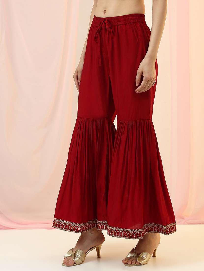 girls silk blend floral print kurta sharara set - 22486916 -  Standard Image - 4
