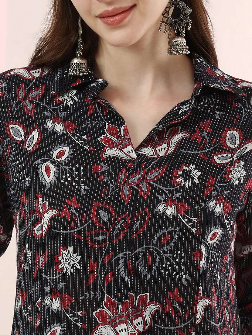 girls floral print cotton blend kurta pant set - 22486920 -  Standard Image - 1