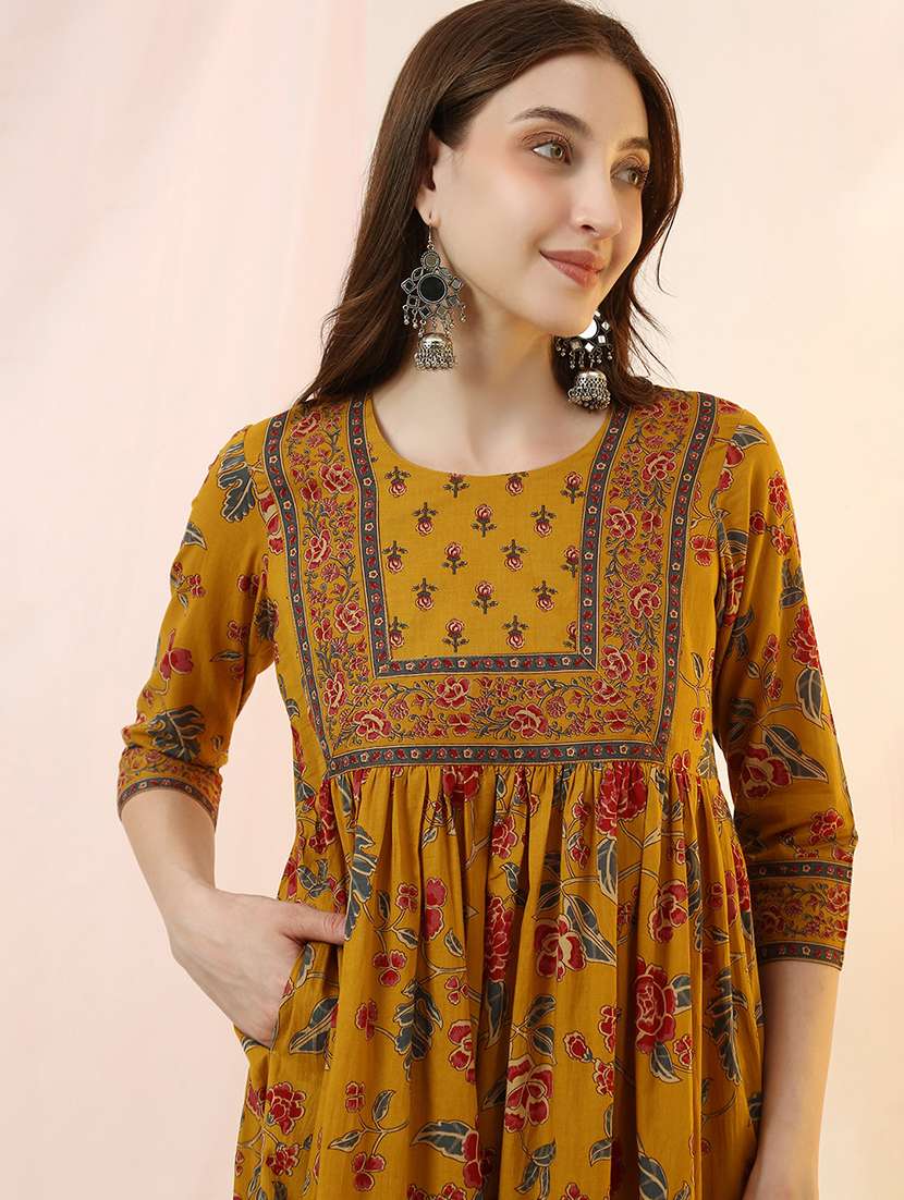 women mustard kurta pant set ethnic suit - 22486923 -  Standard Image - 1