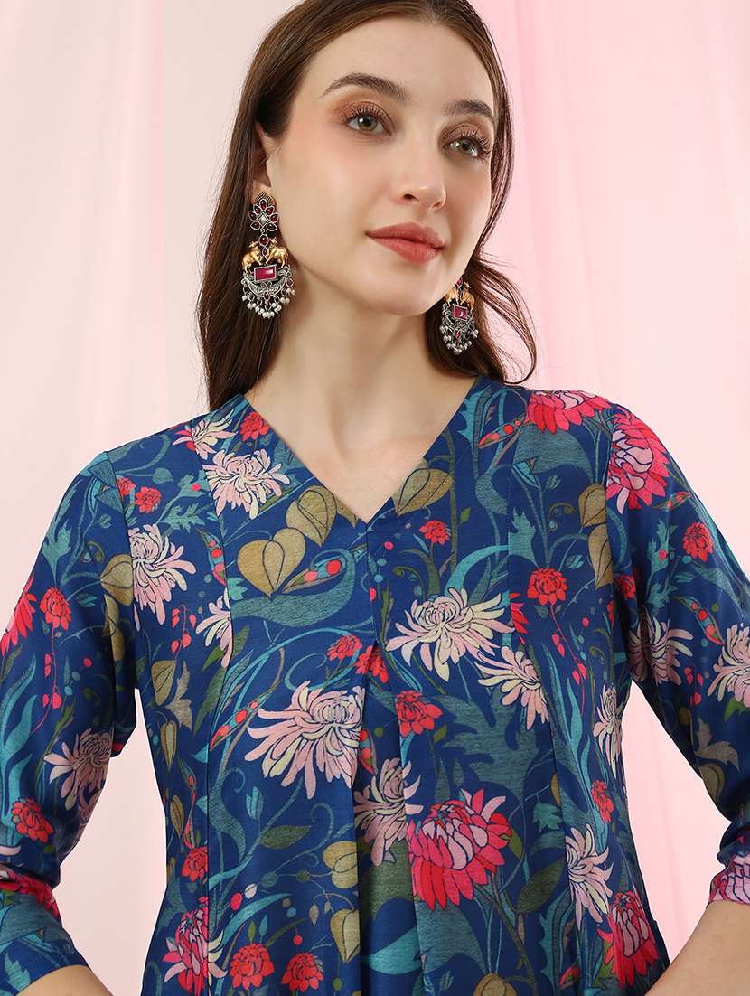 girls polyester floral kurta pant set - 22486927 -  Standard Image - 1