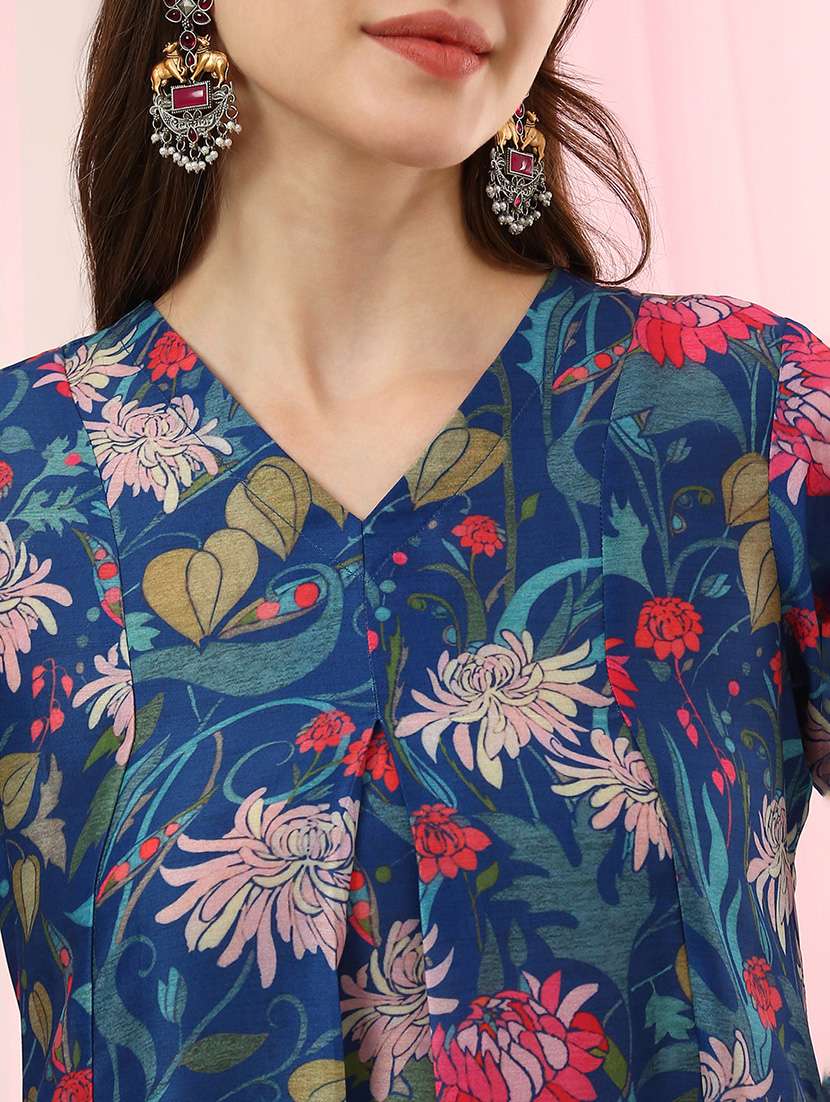 girls polyester floral kurta pant set - 22486927 -  Standard Image - 4