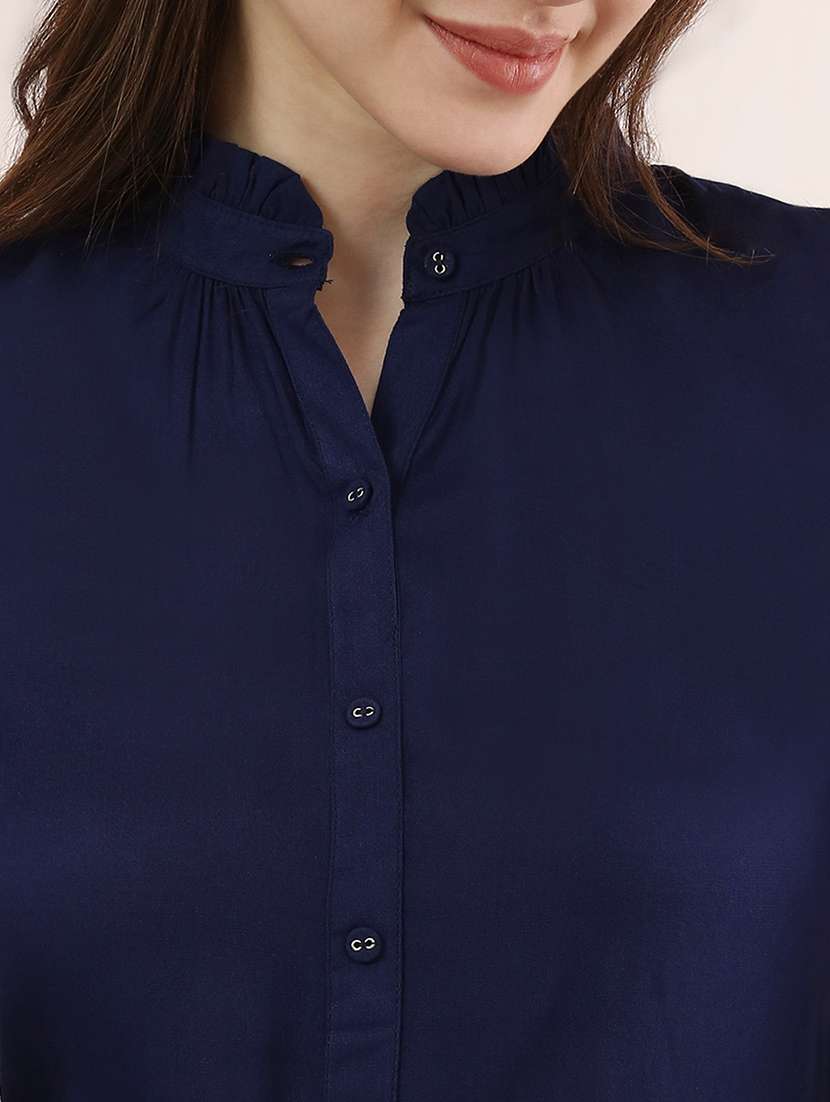 women solid long sleeves a-line kurta - 22486946 -  Standard Image - 4