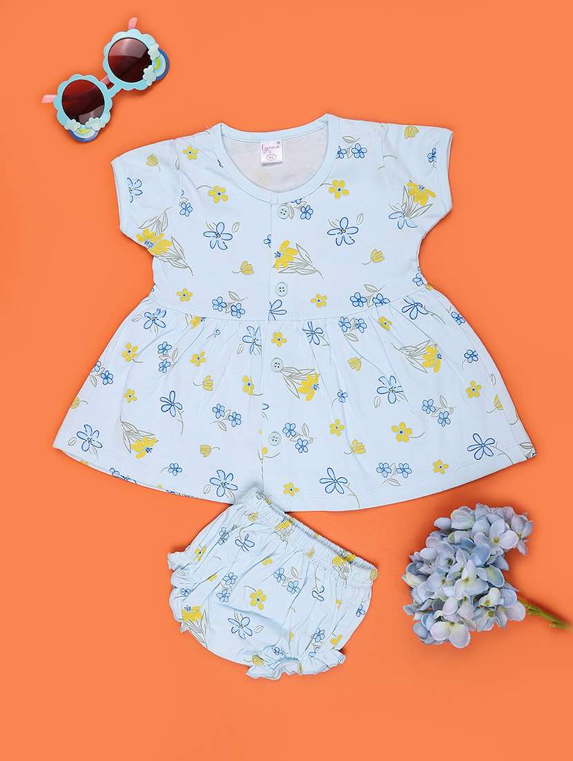 girls printed round neck frock with bloomer - 22487347 -  Standard Image - 1