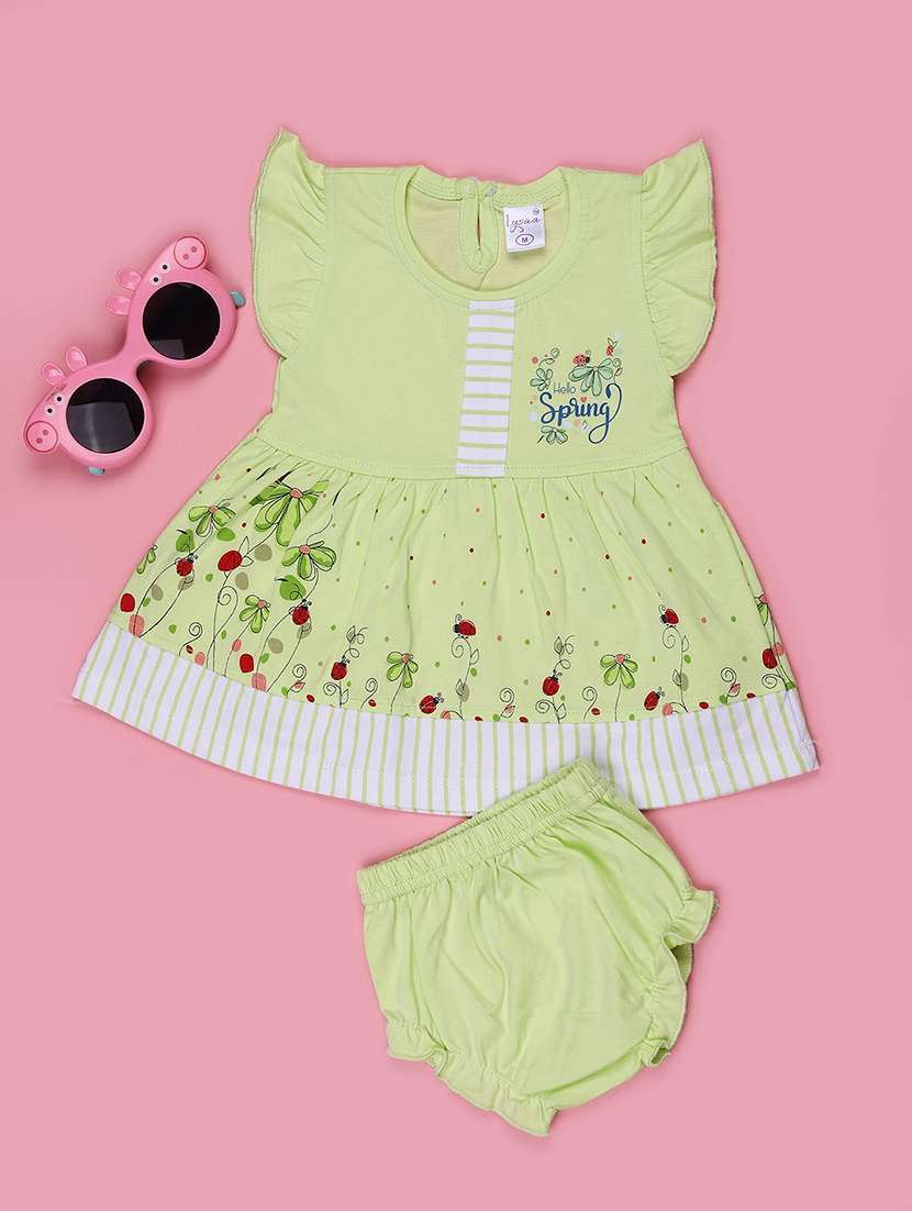 girls printed round neck frock with bloomer - 22487361 -  Standard Image - 1