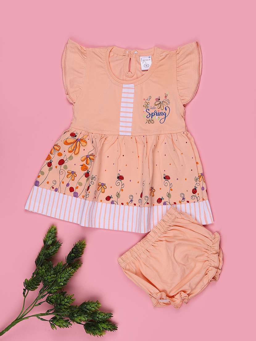 girls printed round neck frock with bloomer - 22487362 -  Standard Image - 1