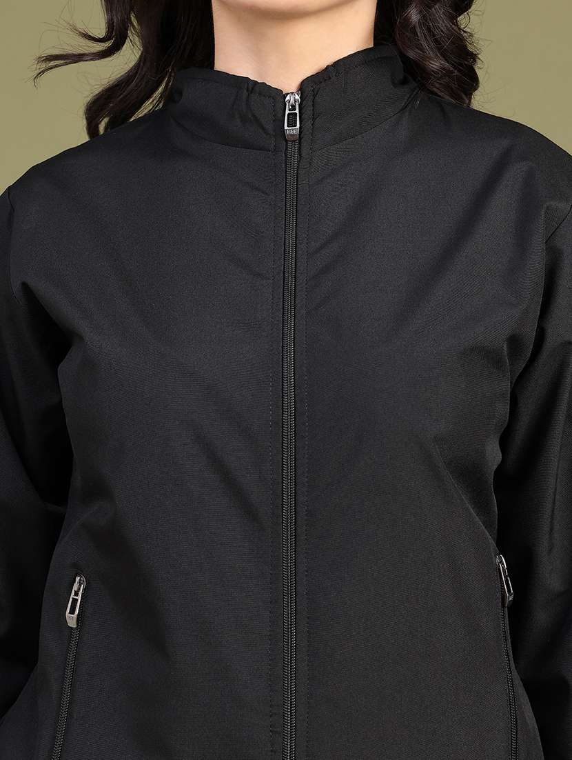 Women Solid Long Sleeve Windcheater Jacket - 22487383 -  Standard Image - 1