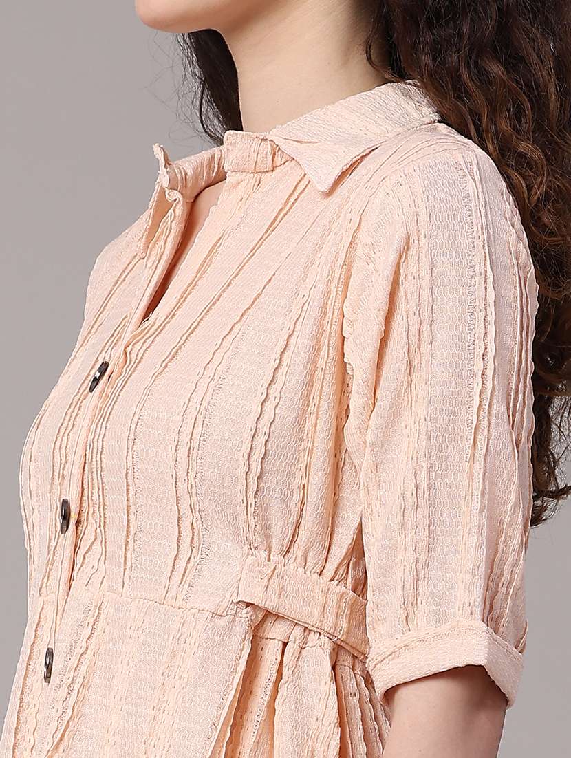 Women Self Design Collared High Low Dress - 22488290 -  Standard Image - 1