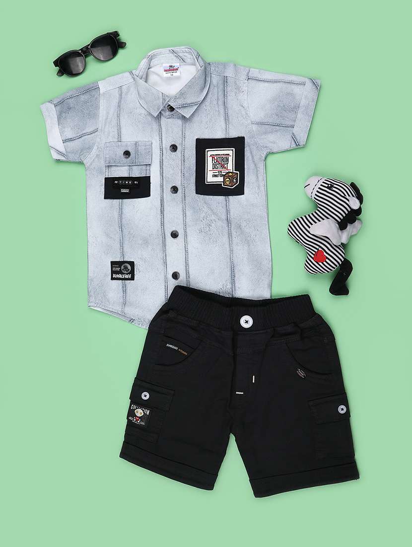 boys printed short sleeves shirt and shorts set - 22488484 -  Standard Image - 1