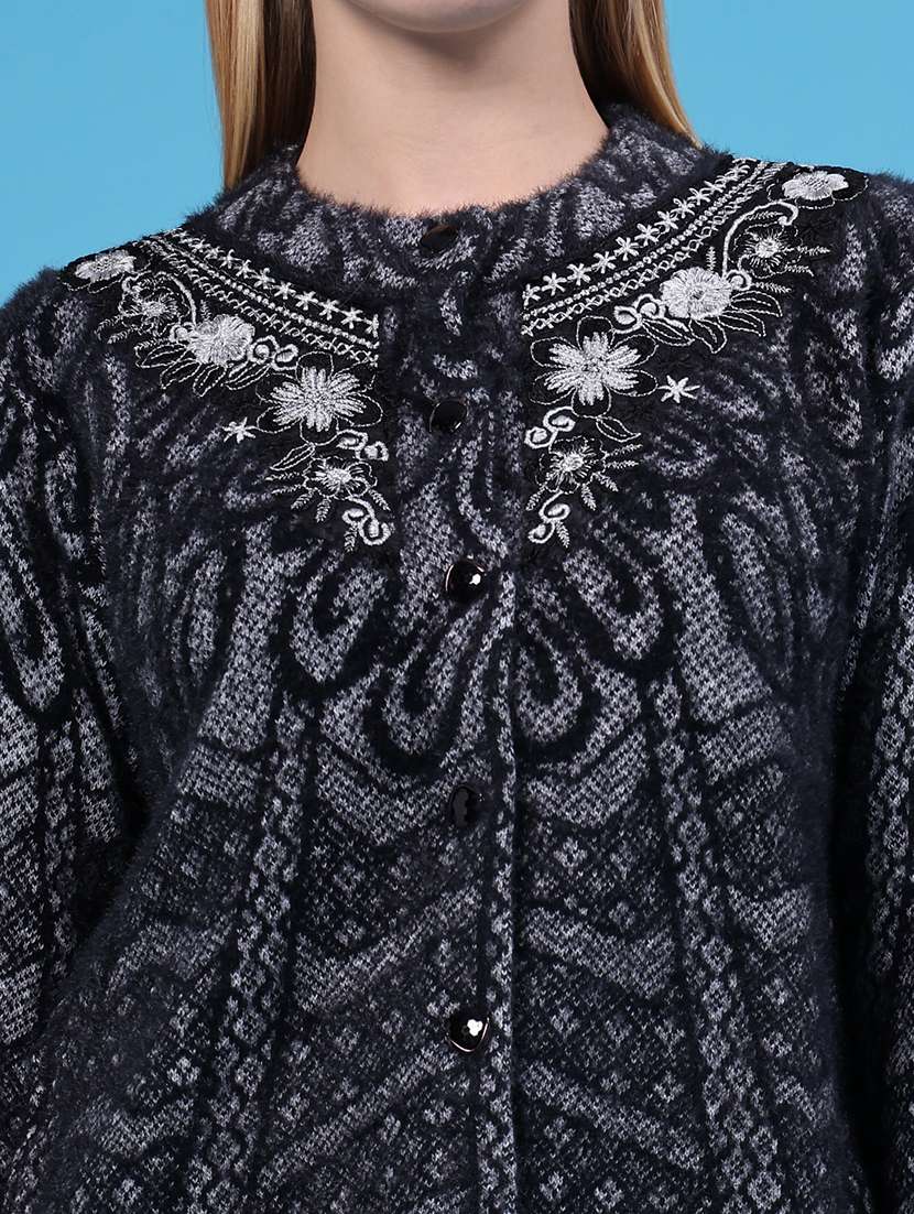 Women Self Design Long Sleeves Regular Fit Cardigan - 22488600 -  Standard Image - 1