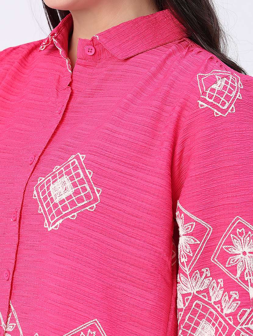 women embroidered collared regular shirt - 22488649 -  Standard Image - 1