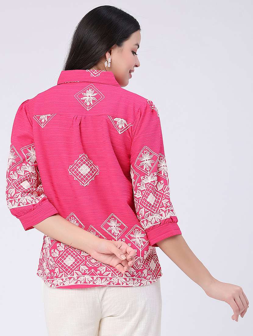 women embroidered collared regular shirt - 22488649 -  Standard Image - 4