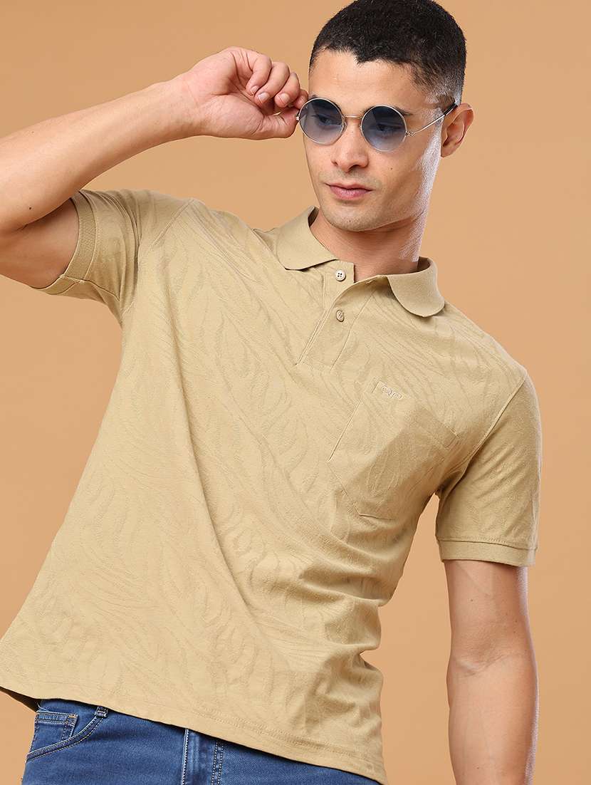 men self design short sleeves polo t-shirt