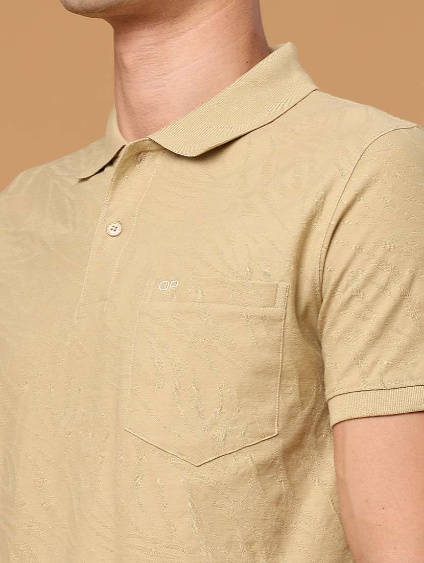 Men Self Design Short Sleeves Polo T-shirt - 22488665 -  Standard Image - 1