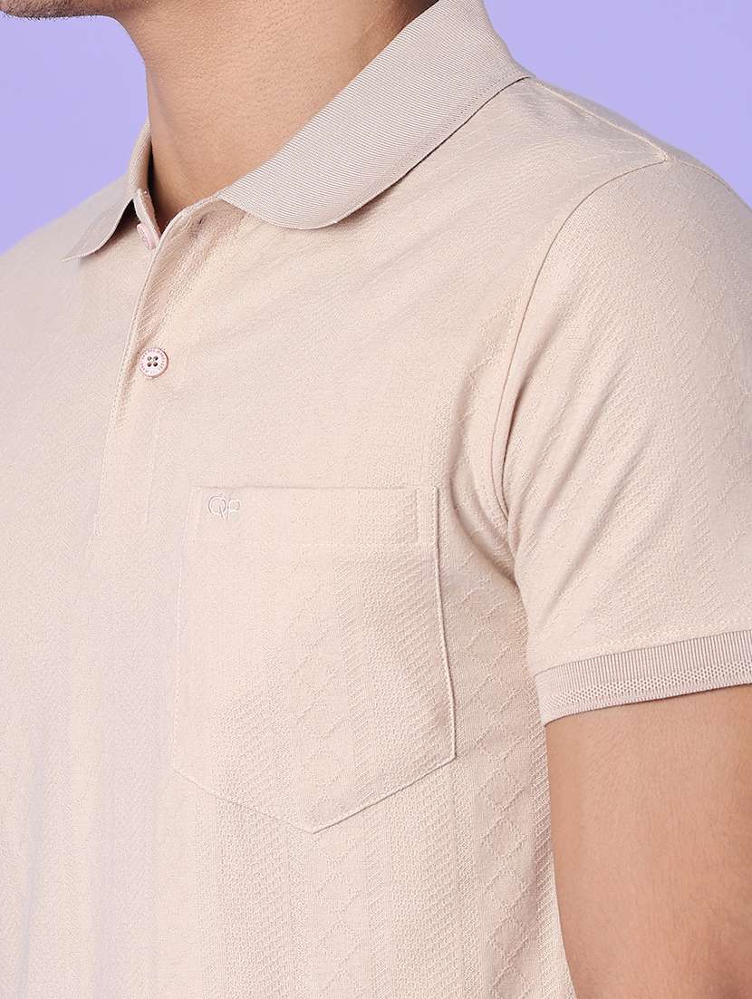 Men Self Design Short Sleeve Slim Fit Polo T-shirt - 22488673 -  Standard Image - 1