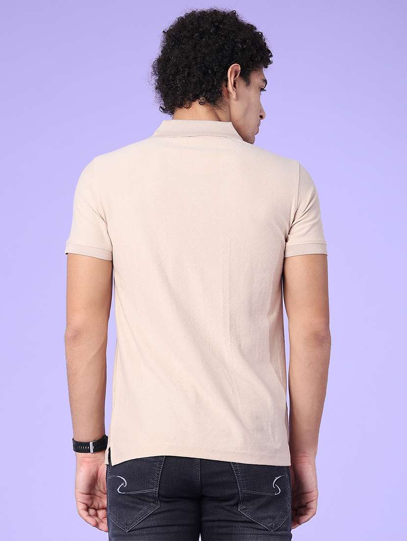 Men Self Design Short Sleeve Slim Fit Polo T-shirt - 22488673 -  Standard Image - 4