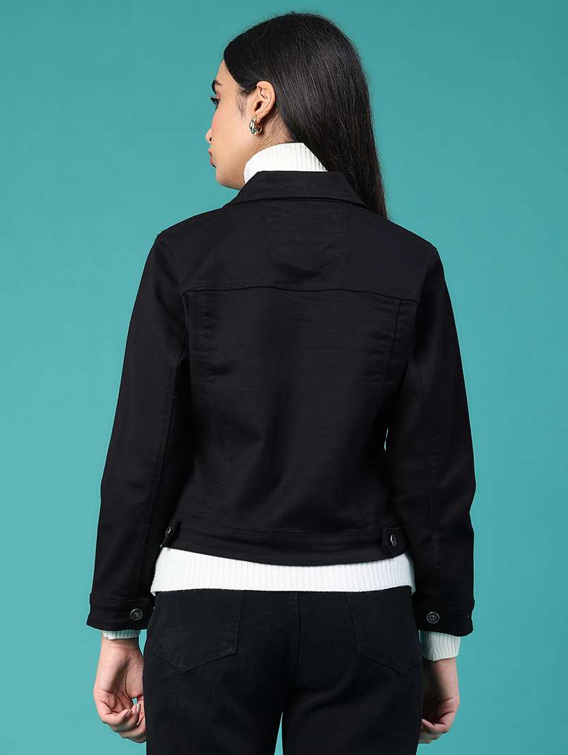 Women Solid Long Sleeves Denim Jacket - 22488737 -  Standard Image - 4