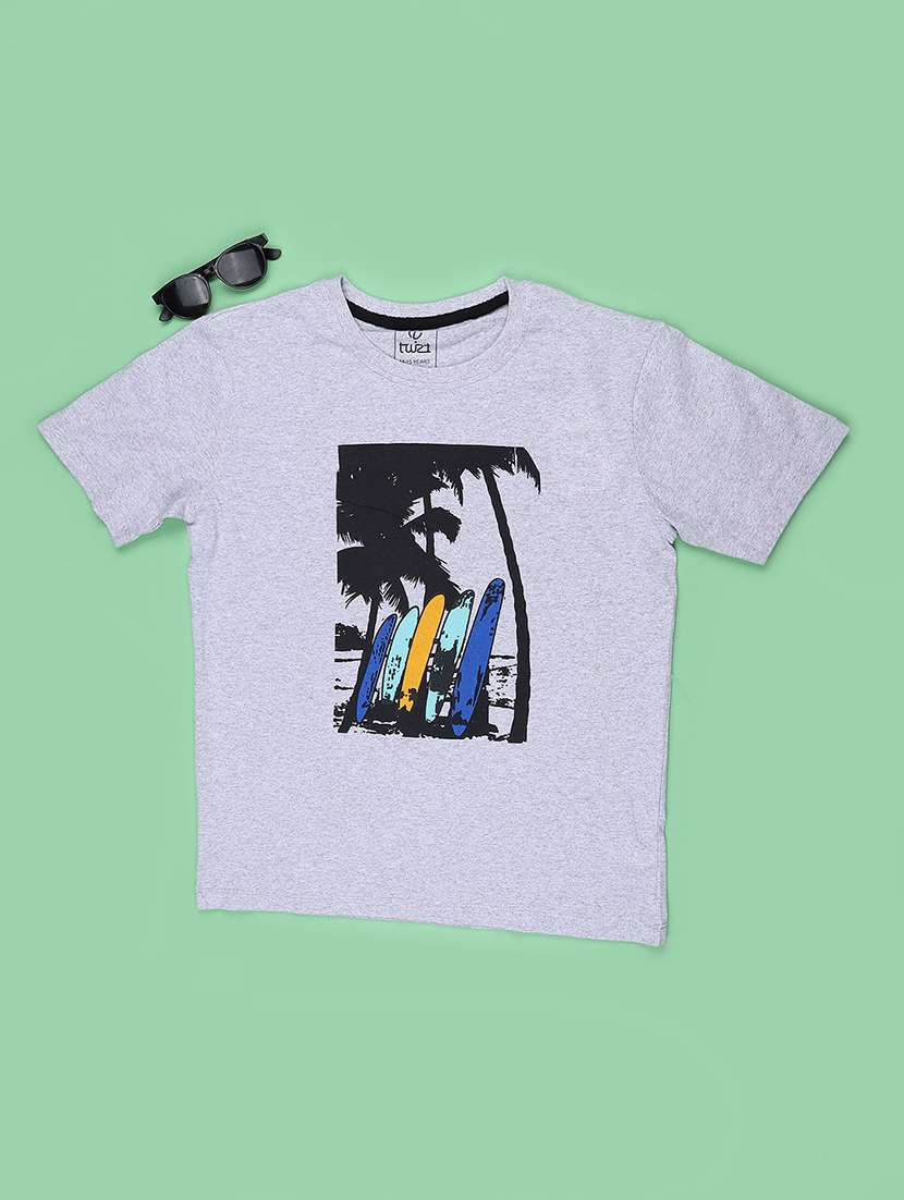 Boys Printed Short Sleeves Regular Fit T-shirt - 22488828 -  Standard Image - 1