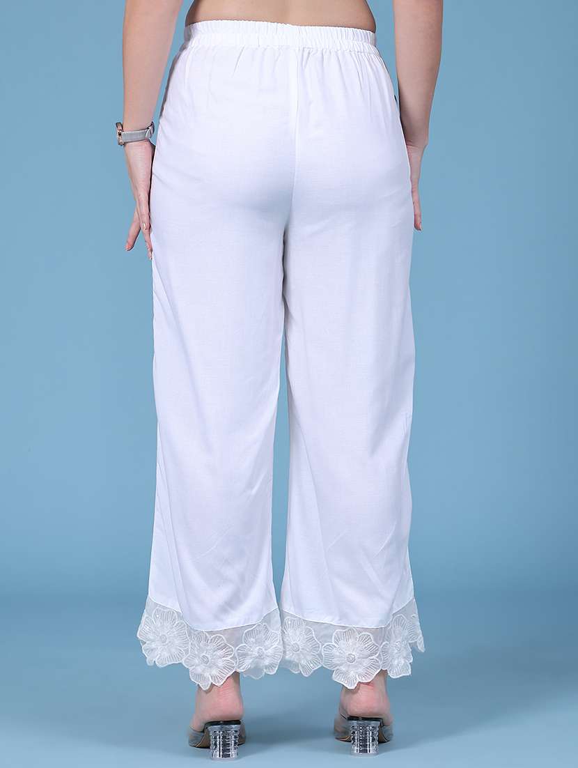 Women Lace Detailed Mid Rise Straight Palazzo - 22488849 -  Standard Image - 4