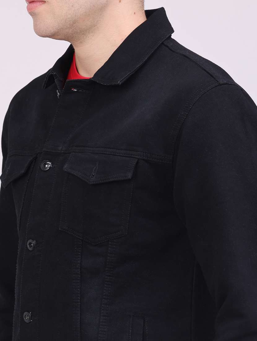 Men Solid Long Sleeve Denim Jacket - 22488857 -  Standard Image - 1