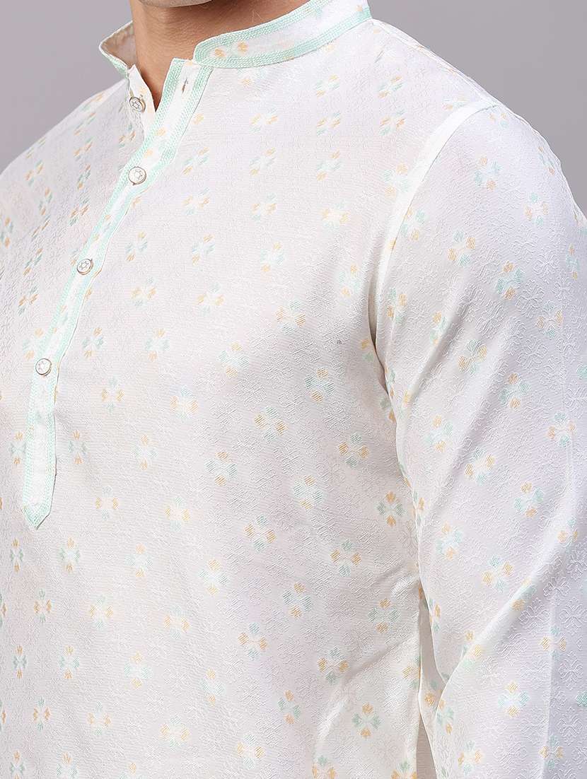 men self design mandarin neck kurta pyjama set - 22489150 -  Standard Image - 1