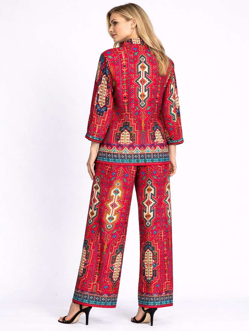 women printed three quarter sleeve shirt & trouser co-ord set - 22489342 -  Standard Image - 4