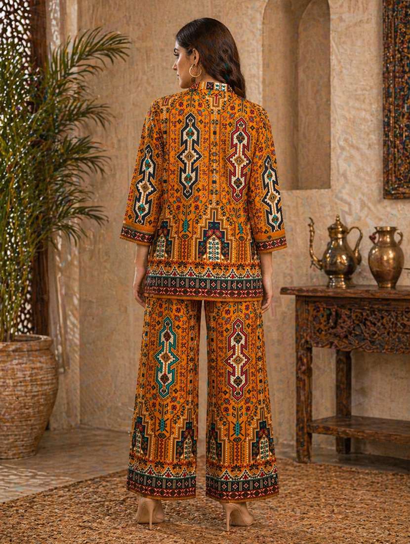 women printed three quarter sleeve shirt & trouser co-ord set - 22489345 -  Standard Image - 4