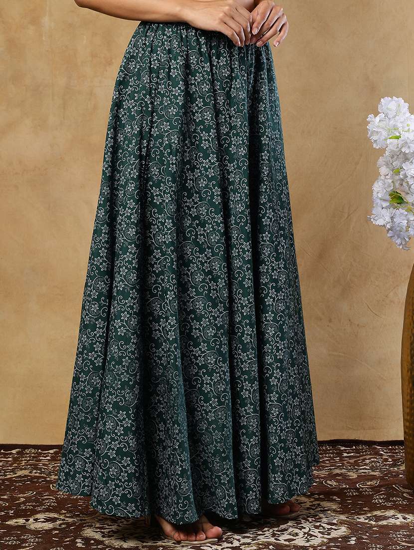 women green cotton a-line skirt - 22489347 -  Standard Image - 1