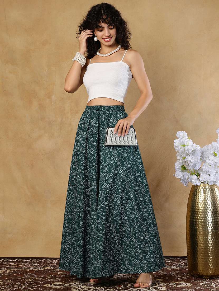 women green cotton a-line skirt - 22489347 -  Standard Image - 4