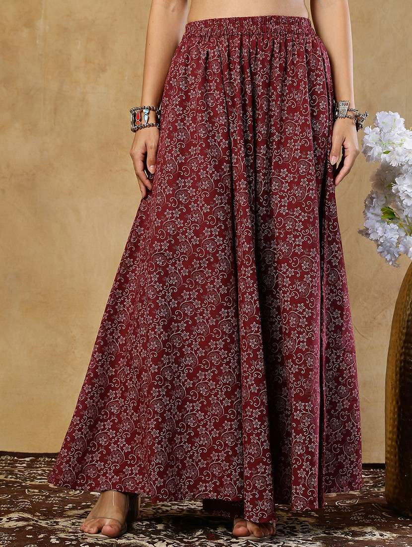 girls printed cotton a-line maxi skirt