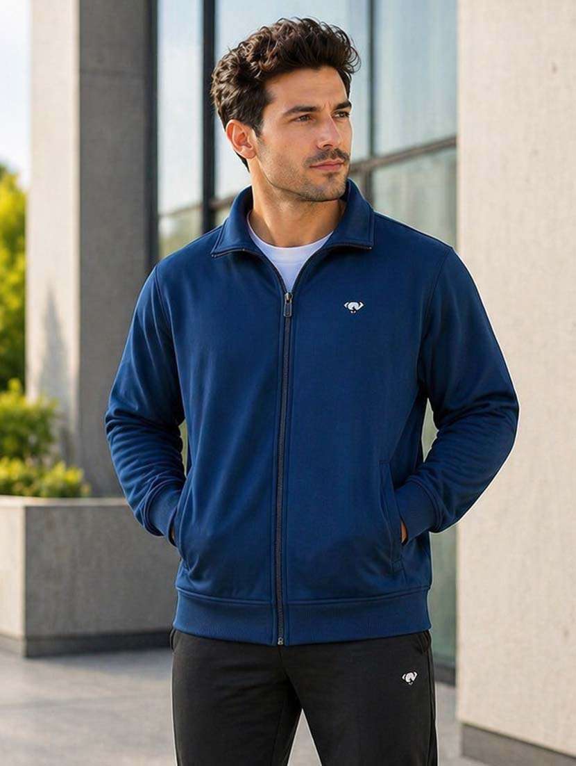 men solid long sleeve regular fit casual jacket