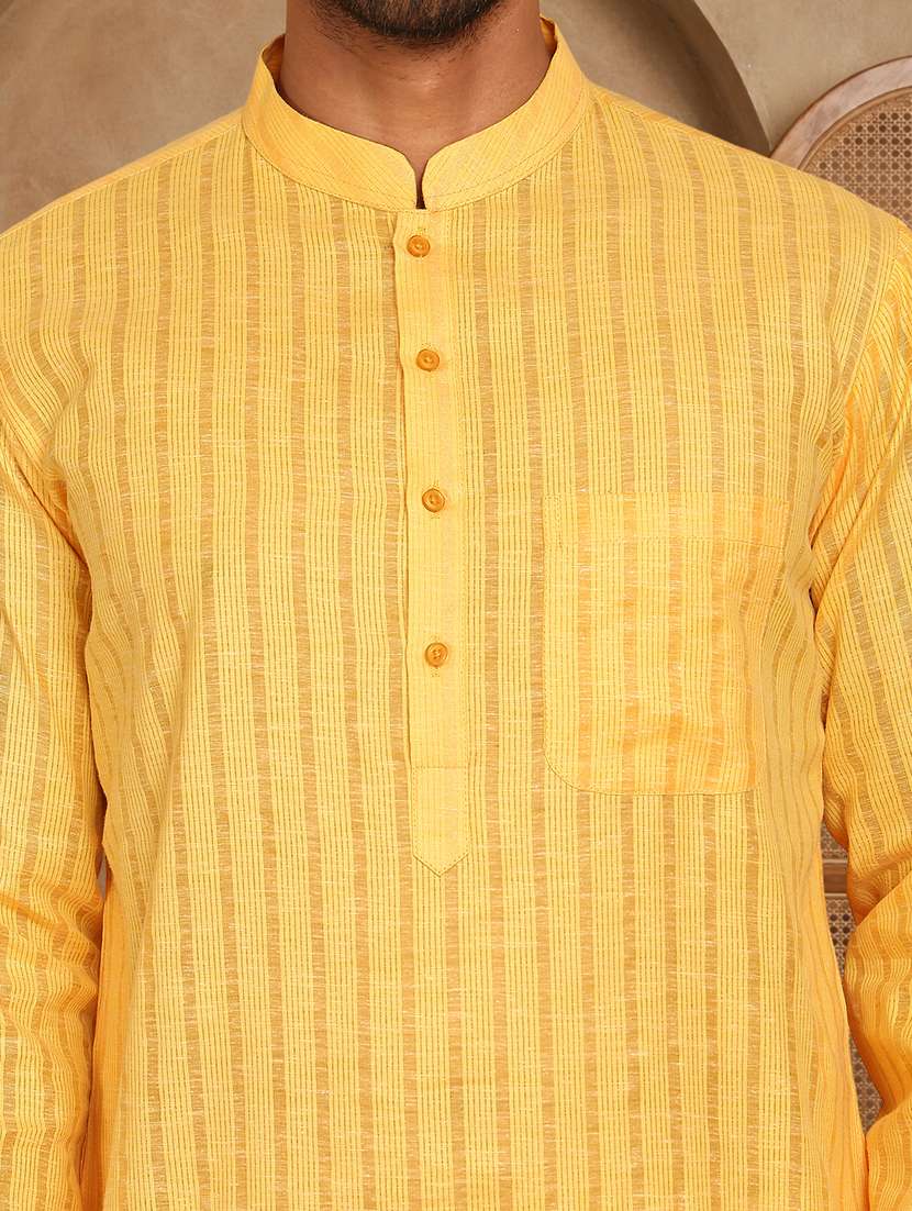 men striped mandarin neck long kurta - 22489367 -  Standard Image - 1