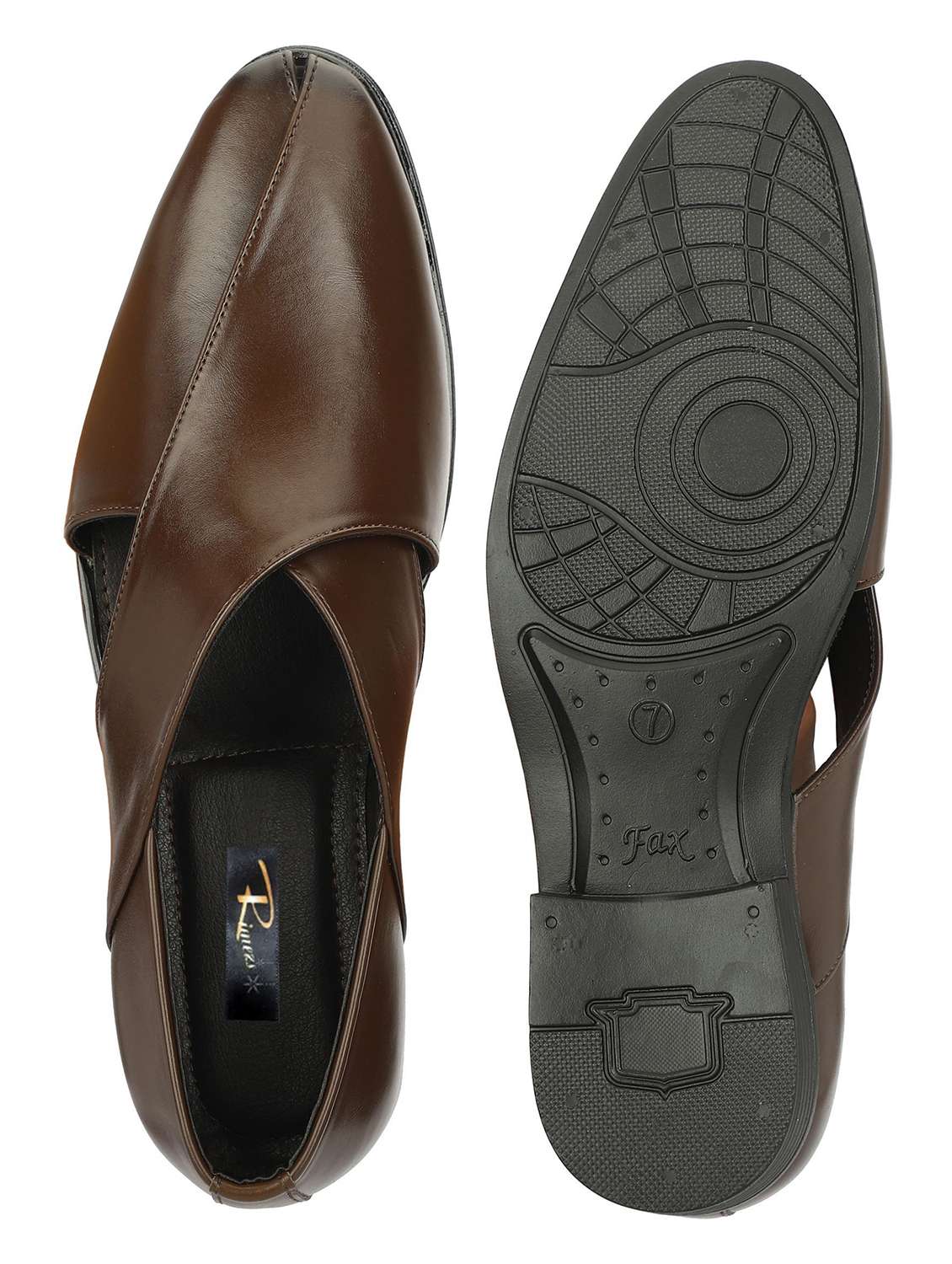 men brown slip on sandal - 22489408 -  Standard Image - 4