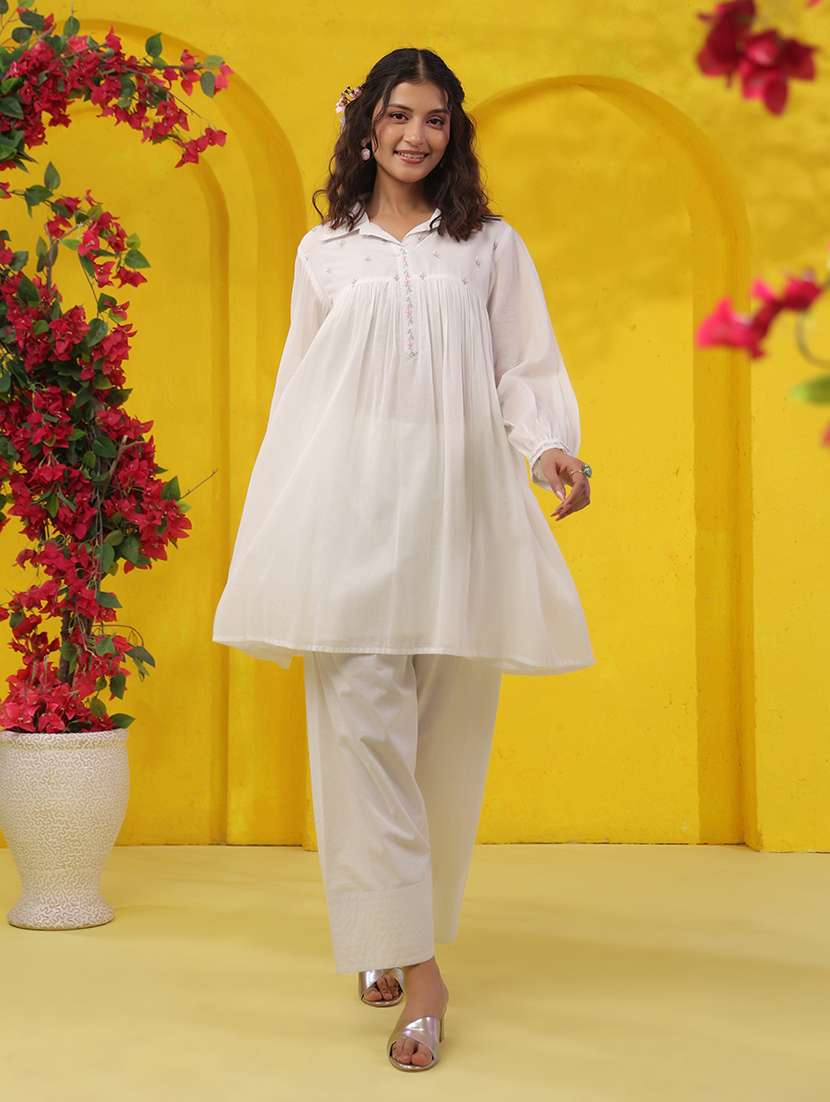 women embroidered collared top and trouser co-ord set - 22489485 -  Standard Image - 4